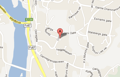 Map to Brusell Dental AS, CortAdelersgate 18, 3612 Kongsberg, Norway